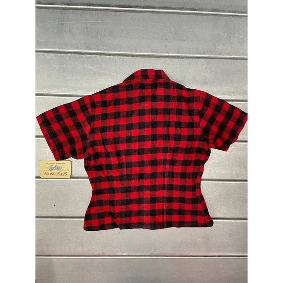 Stevenson Flannel Shirt Womens Large Red Plaid Short Sleeve Button Up Shirt NWT - Picture 7 of 7